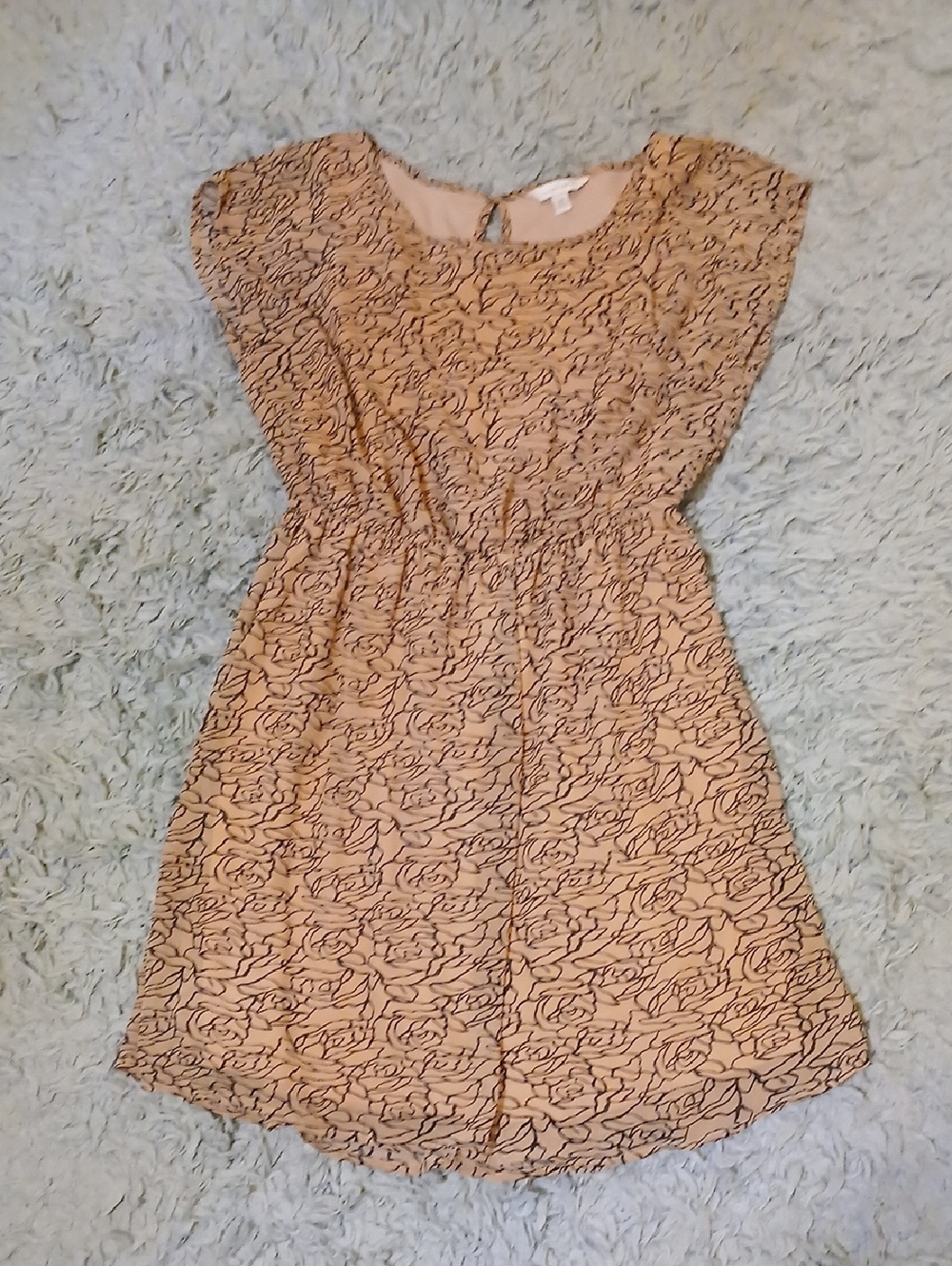 Charming Charlie Peach Dress with Black Floral Outline